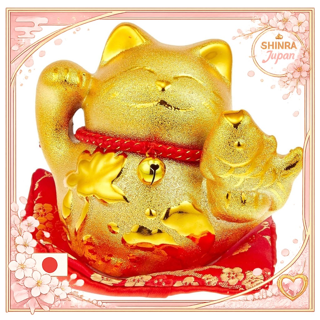 《Direct From Japan》  Figurine Good Luck Good Luck Gold Lucky Cat (Sea Bream) 6.8 x 9.7 x Height 8.8c