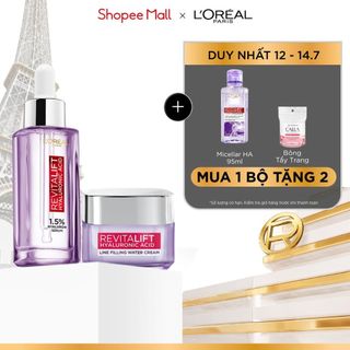 Combo chăm sóc da Serum và Kem dưỡng siêu cấp ẩm, hỗ trợ giảm nếp nhăn L'Oreal Paris Revitalift 1.5% (30ml & 50ml)