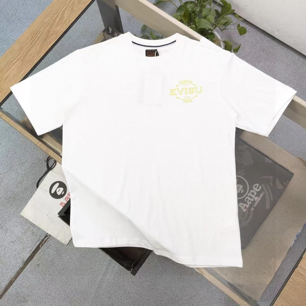 Evisu / Thần Tài / 6XL / 2026 Phong Cách Mới 6XL Cổ Tròn Áo Thun Tay Ngắn Phong Cách Cặp Đôi Phong C