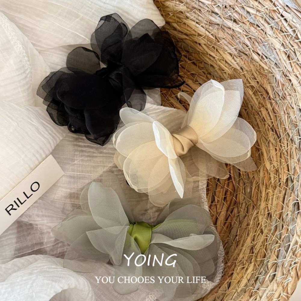 Yoing / French Lady Fresh Organza Bow Banana Clip Phụ kiện tóc