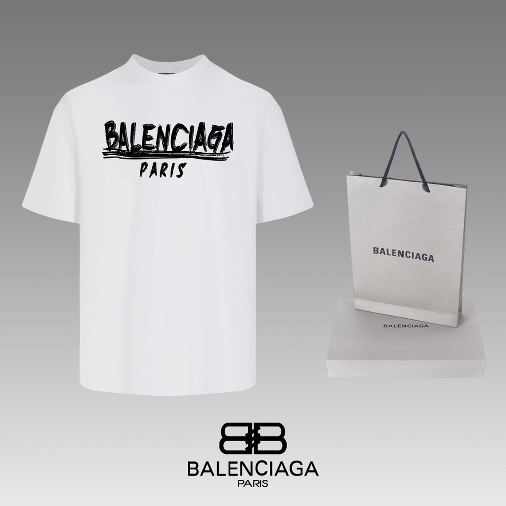 Áo thun Balenciaga in hình ngắn tay unisex, phong cách hiphop, áo tee top casual 6FQZ