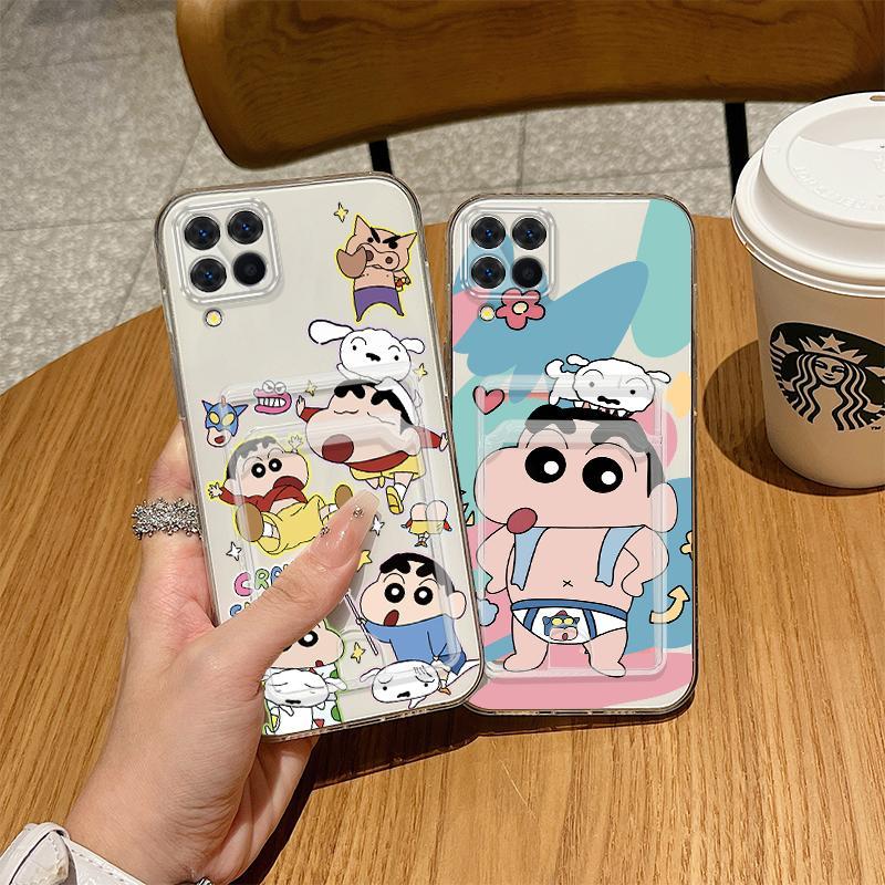 Hộp Đựng Thẻ Cho Samsung Galaxy A12 M12 A22 M22 M32 4G 5G Crayon Shin-chan Trong Suốt