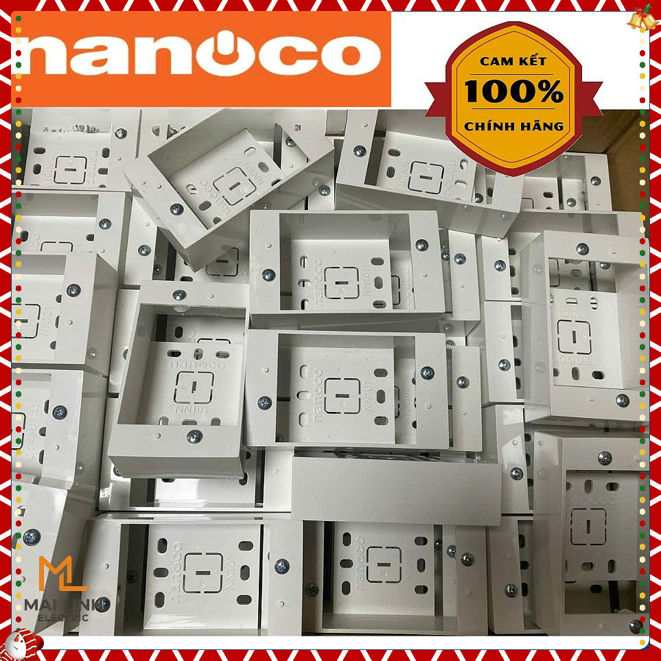 Hộp Đế nổi đơn đa năng NANOCO vít xéo dùng cho mặt công tắc ổ cắm - Model:NN101F/NN101W