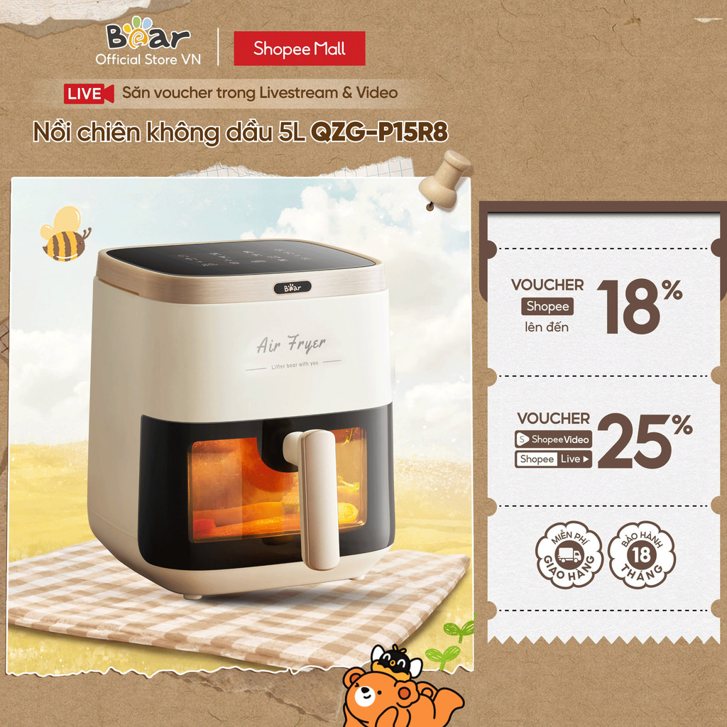 Nồi Chiên Không Dầu 5L QZG-P15R8 - Hàng Chính Hãng