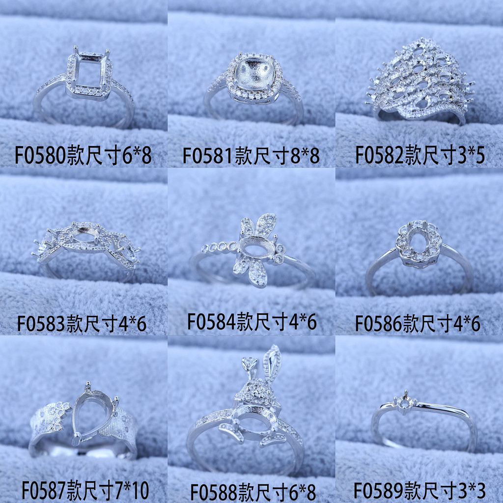 Cài đặt ổ nhẫn 1 carat, thiết kế rỗng cho nhẫn Moissanite 6 chấu, đính zircon, ổ vuông 8x8mm