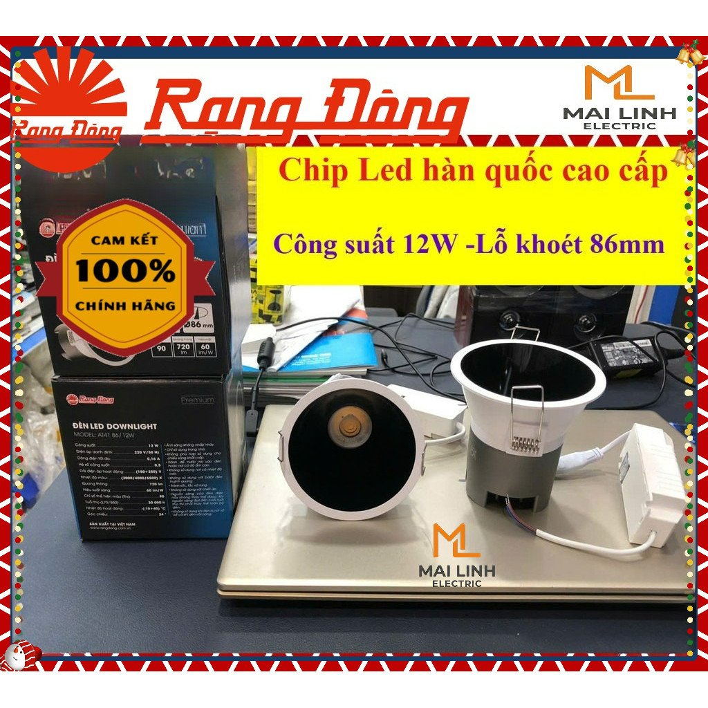 Đèn Led Downlight Spotlight Âm Trần Rạng Đông (Góc Chiếu Điểm 24 độ) - Công suất 12W - Lỗ khoét 83mm