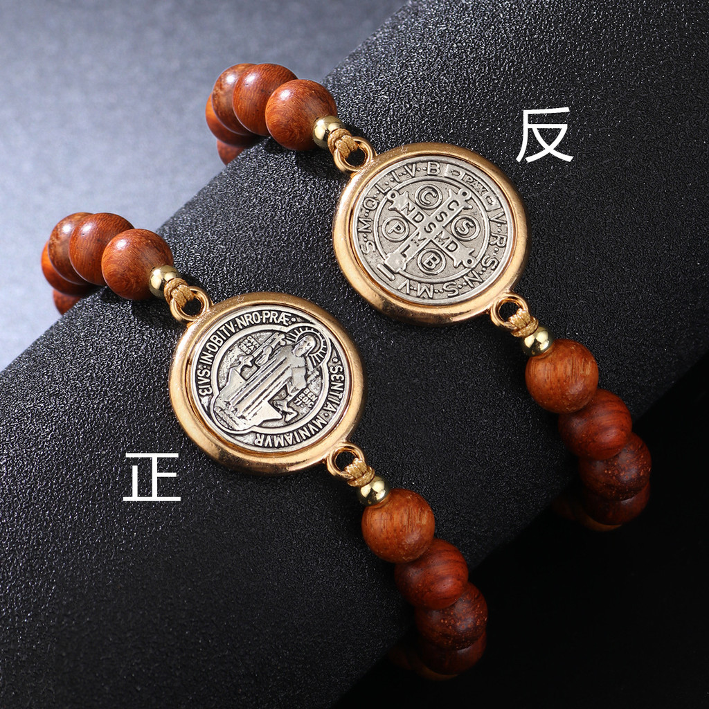 Preferred#Hot-selling new Saint Benedict bracelet, adjustable pull-string beaded bracelet, simple an