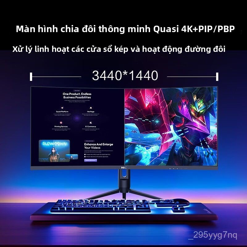 Màn hình cong HKC CG345UK 34 inch 4K 240Hz tần số quét cao siêu rộng gaming nâng hạ 1MS chính hãng m