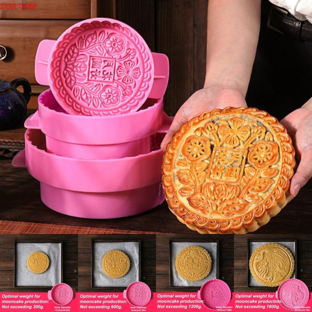 Khuôn làm bánh trung thu lớn DORTHEA, Khuôn làm bánh trung thu ABS 3D cấp thực phẩm dễ dàng, 300g 60
