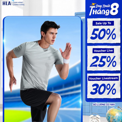 [GIẢM 50%] Áo thun thể thao nam HLA Sportsday chống tia UV kháng khuẩn,Quick Dry hút mồ hôi