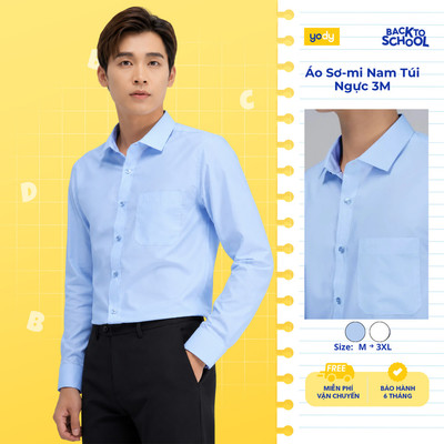 Áo sơ mi nam YODY dài tay, có túi dáng slim-fit chất lụa nến mềm mịn, chống nhăn TRA - MOSH25A229