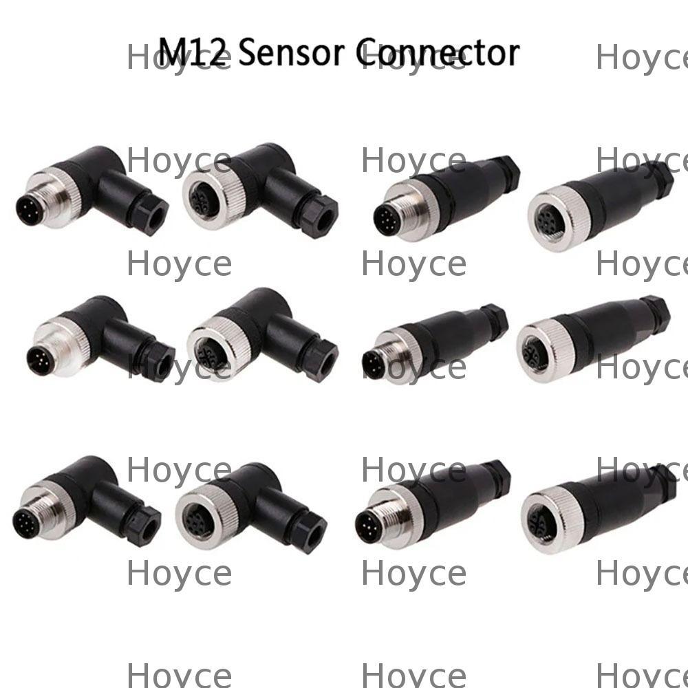 Đầu nối cảm biến HOYCE M12, Đầu nối cảm biến phích cắm hàng không M12, Đầu cáp cảm biến góc M12 PG7 