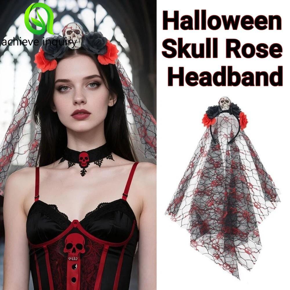 ACHIEVE YÊU CẦU Băng đô lưới đầu lâu, Lưới ren Gothic Ma Cô dâu Băng đô, Trang phục Halloween Băng đ