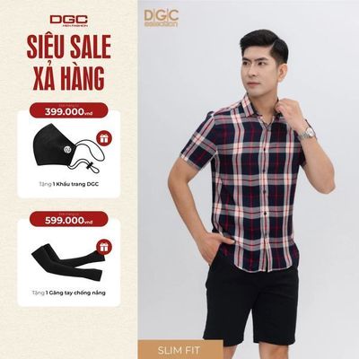 Áo Sơ Mi Ngắn Tay Nam DGC Dáng Ôm Slim Fit, Trẻ Trung Chất Vải Thoáng Mát - SASNBC33M