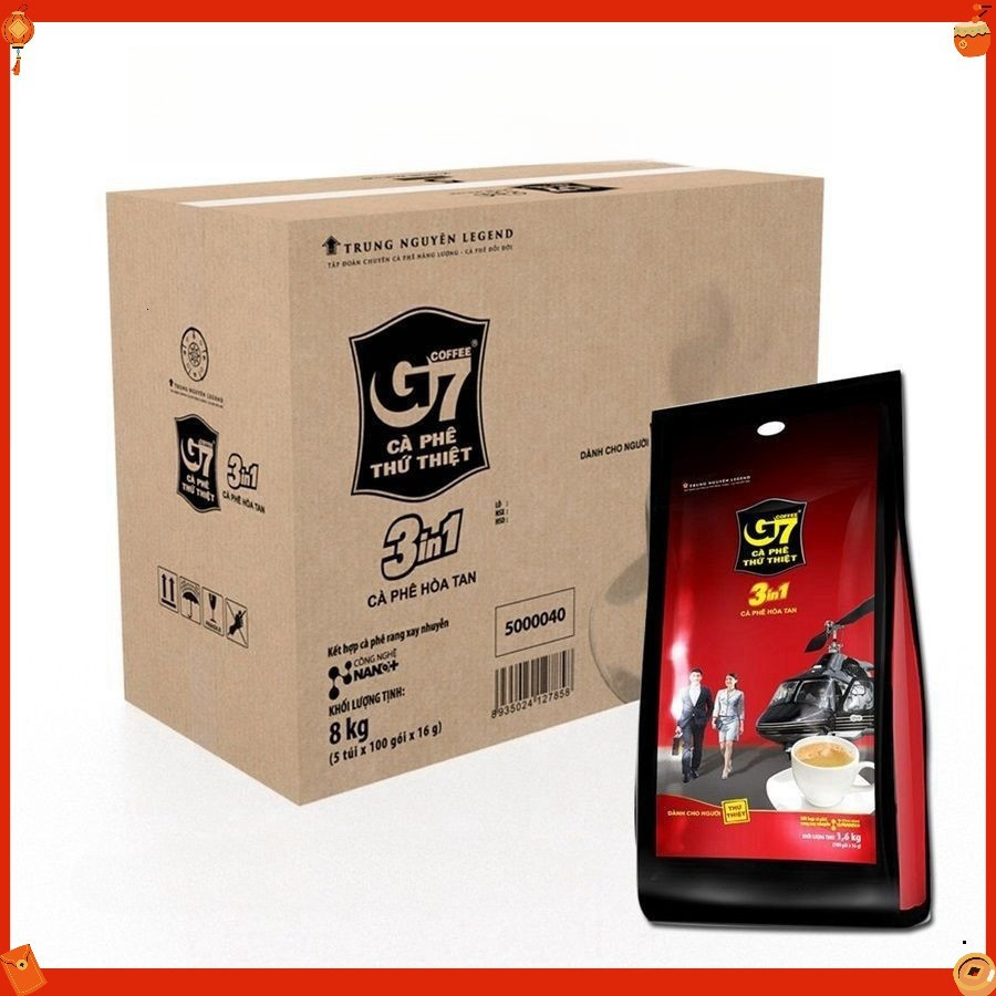 [Thùng 5 Bịch] Cà Phê Hòa Tan G7 3in1 Trung Nguyên Gói Dài (Bịch 100 Gói x 16g)