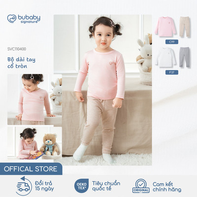 Bộ quần áo dài tay basic BU Baby, bộ dài tay thu đông mềm mịn ấp áp, bộ giữ nhiệt cho bé | SVC110400