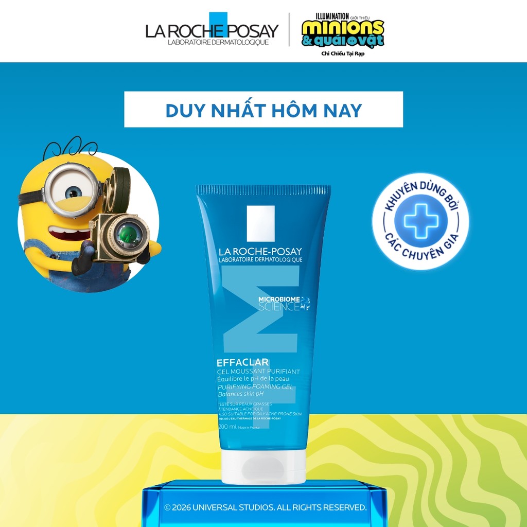 Gel rửa mặt sạch sâu giảm mụn cho da dầu mụn nhạy cảm La Roche-Posay Effaclar Foaming Gel 200ml