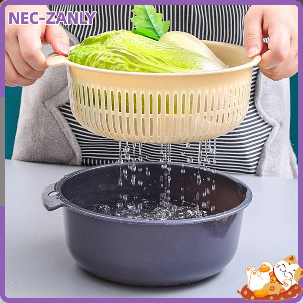 Giỏ Bếp NEC-ZANLY Giỏ Rau Đa Năng 2in1 Rau Tươi Hai Lớp
