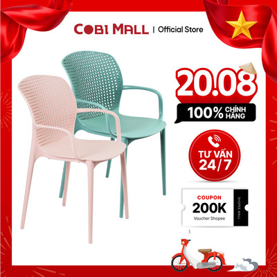 Ghế Nhựa Ngoài Trời Cao Cấp Tựa Lưng Hiện Đại Có Lỗ Khí Nhẹ Bền - Cobihome (Xanh/ Hồng)