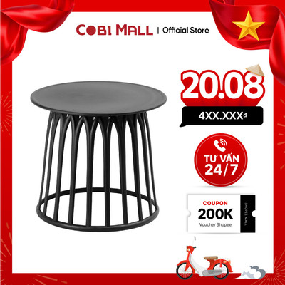 Bàn Nhựa đúc liền khối hình tròn - Đen - Cobi home