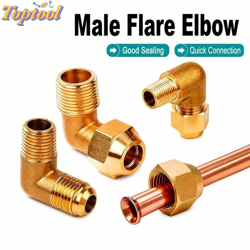 TOPTOOL Nam Flare Lắp, Nam Ren Flare Seal Flare Elbow, Dễ dàng lắp đặt Đồng thau 90 độ Ống khuỷu tay