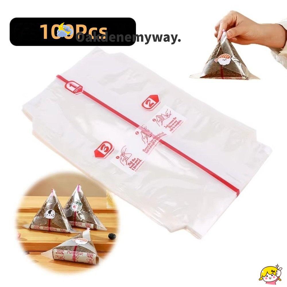 OAKDENEMYWAY 100 Chiếc Túi Sushi Onigiri, PP Dùng Một Lần Nori Tam Giác Cơm Túi Đóng Gói, Hai Lớp No