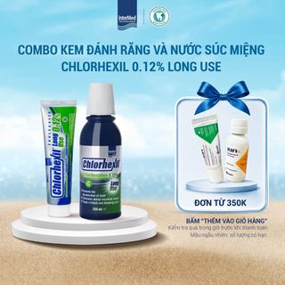 Combo Nước Súc Miệng Kem Đánh Răng Chlorhexil Long Use 0.12% Giảm Viêm Lợi, Hôi Miệng, Tuýp 100ml - InterMed
