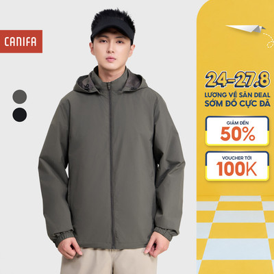 Áo khoác active nam có mũ CANIFA khóa kéo dài tay form rộng 8OT25W029