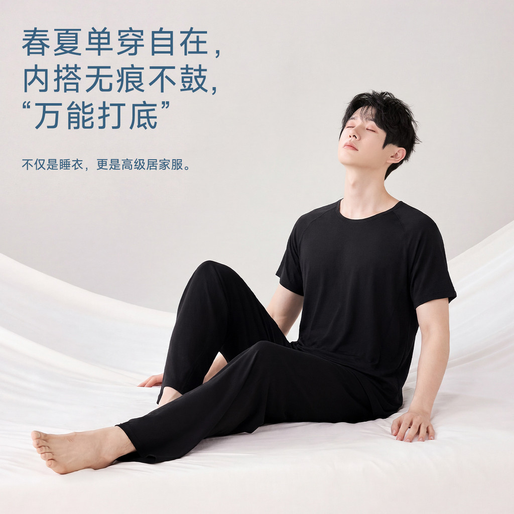 Bộ Đồ Ngủ Nam Tencel Lyocell Bộ Đồ Ngủ Nam Phong Cách Mới Loungewear Có Miếng Lót Ngực Bộ Cao Cấp Xu