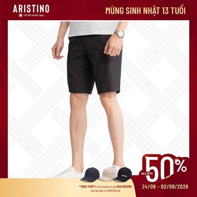 Quần short âu ARISTINO 70% Polyester giúp quần bền màu, sắc nét và độ trơn trượt, mỏng nhẹ ASO010S3