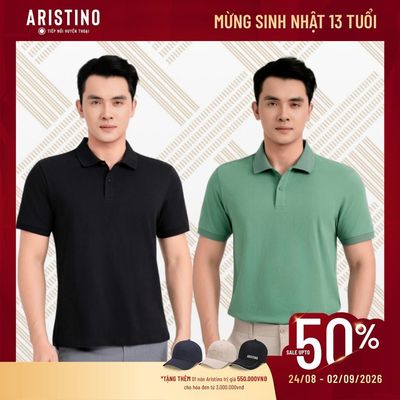 Áo polo nam Aristino chất liệu cotton cao cấp mềm mại thiết kế dáng Regular Fit sang trọng APSR10EC