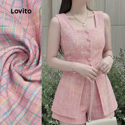 Set quần short nữ Lovito hồng xuân hè phong cách thường ngày LK5ED204