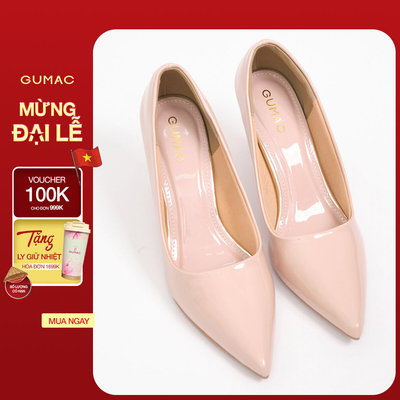 Giày Cao Gót Nữ GUMAC Da Bóng Mũi Nhọn Gót Thanh Mảnh Sang Trọng GF04043
