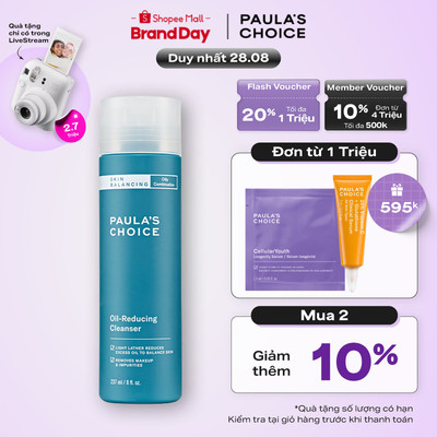 Sữa rửa mặt làm sạch lỗ chân lông và giảm dầu thừa Paula's Choice Skin Balancing Oil-Reducing Cleanser 237ml 1150