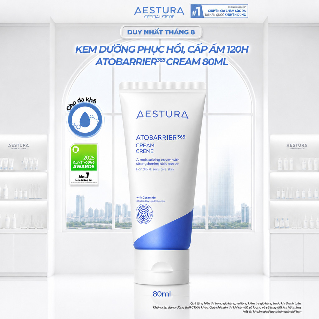 Kem dưỡng ẩm phục hồi và củng cố hàng rào bảo vệ da Aestura Atobarrier365 Cream 80ml