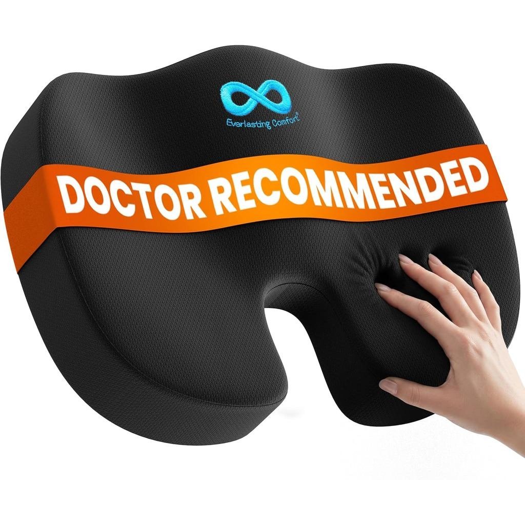 Everlasting Comfort Doctor Recommended Memory Foam Seat Cushion for Office Chairs & Car - Ergonomic 
