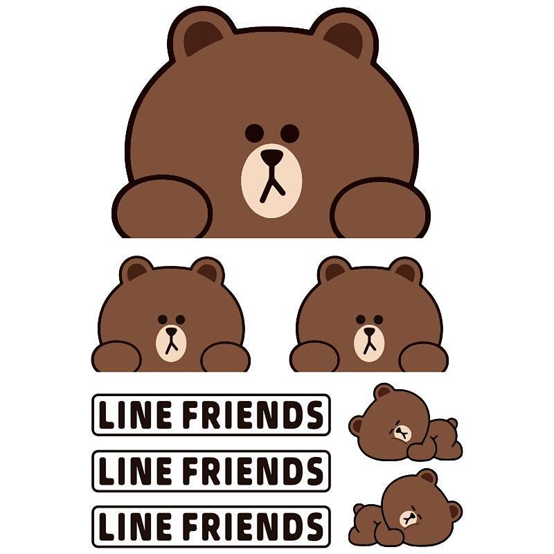 Brown Bear Cartoon Sticker Window Decoration Waterproof Cute Electric Motorcycle Car Scratch Cover C
