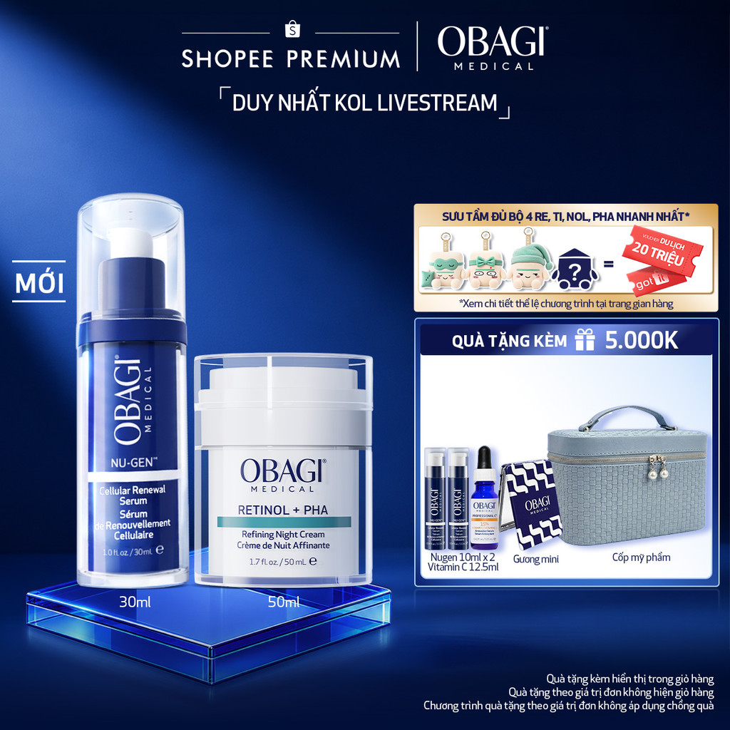 [Obagi x KOL] Combo Serum Kích Hoạt Năng Lượng Tế Bào Obagi Nugen 30ml & Kem Dưỡng Đêm Obagi Retinol