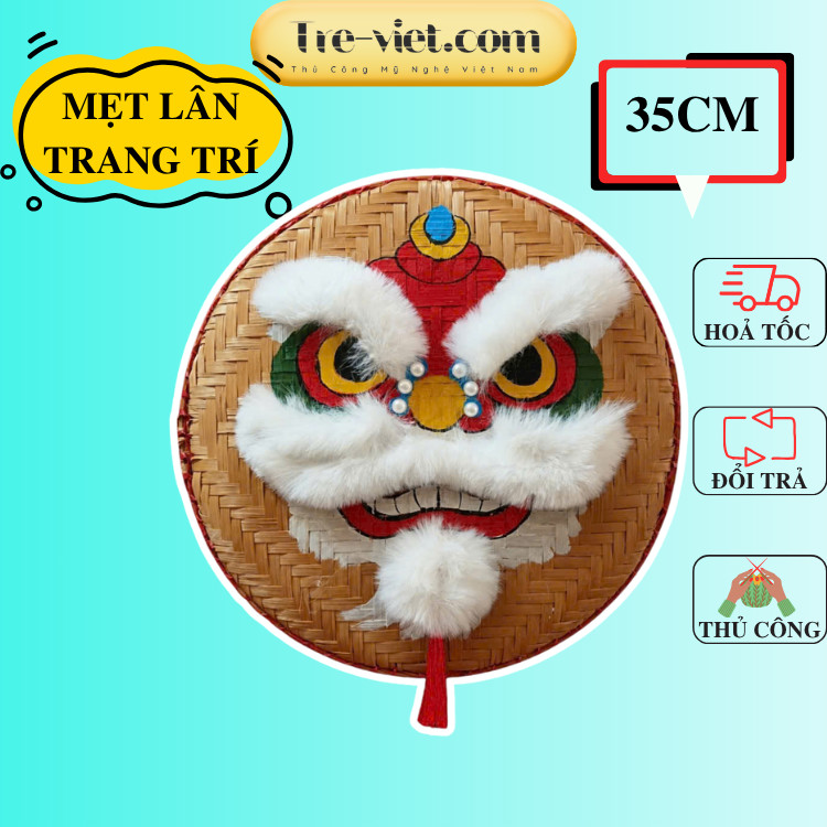 Mẹt LÂN trang trí Tết/ Trung Thu - Mẹt vẽ hình Đầu Lân