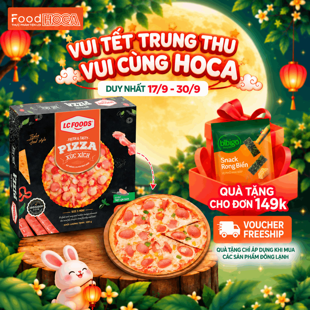 [GIAO HỎA TỐC HCM] Pizza Xúc Xích LC Foods 140G - Pizza Đông Lạnh Ăn Sáng Shop HOCA FOOD
