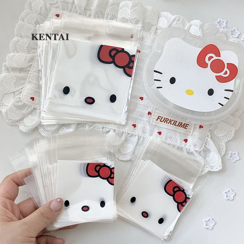 Túi tự bịt kín hoạt hình dễ thương Hello Kitty Túi lưu trữ trong suốt để sử dụng hàng ngày