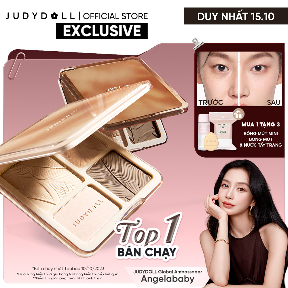 Bảng Phấn Tạo Khối Bắt Sáng 4 Ô JUDYDOLL Highlight & Contour Palette Mỏng Mịn…