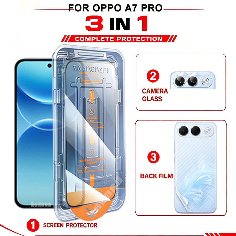 Kính Cường Lực 3 Trong 1 Cho OPPO A7 Pro A7Pro Max A6X A6C A6T A6S Bảo Vệ Màn Hình Dễ Dàng Lắp Đặt Tự Động Loại Bỏ Bụi HD Trong Suốt Chống Trầy Xước
