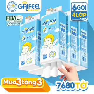 GAIFEEL Mua 3 Tặng 3 Giấy Vệ Sinh Treo Tường Khăn Ăn 4 Lớp 1280 Tờ /bịch từ bột giấy thiên nhiên