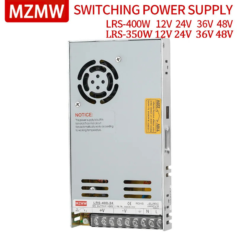 Bộ nguồn chuyển mạch MZMW LRS350 LRS400 350W 400W Đầu ra đơn AC / DC 12V 24V 36V 48V LRS-3500-5 LRS-
