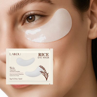 Mặt nạ mắt gạo LAIKOU với 94,4% lên men gạo ba lần & Niacinamide | Để nuôi dưỡng sâu, làm sáng và săn chắc vùng mắt
