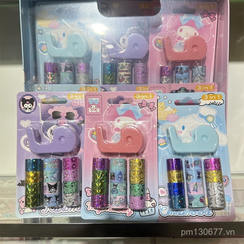 Chất Liệu Laser Miếng Dán Lô Ngoại Thương Washi Băng Sổ Tay Miếng Dán Sanrio Big-Eared Dog kt Kuromi