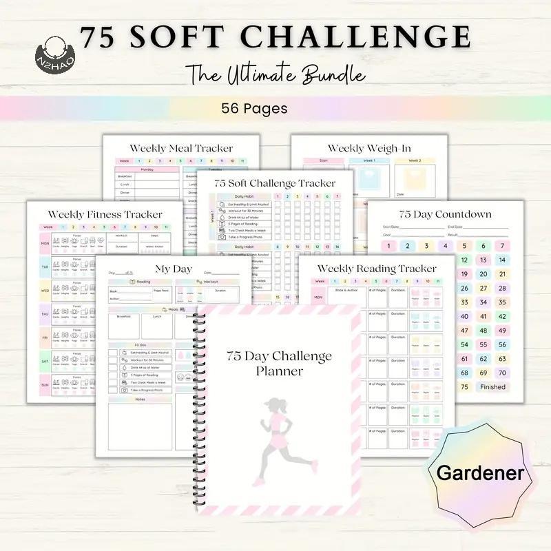 N2HAO 75-Day Fitness Challenge Planner Ultimate Fitness & Weight Tracker Spiral-Bound Workout Log Fo