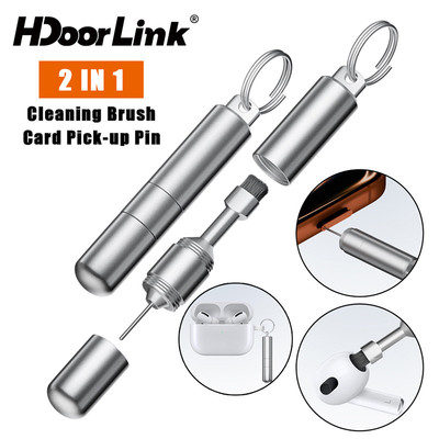 HdoorLink 2 Trong 1 Khay Thẻ SIM Dụng Cụ Loại Bỏ Di Động Mini Móc Khóa Tai Nghe Bàn Chải Vệ Sinh Thẻ Điện Thoại Di Động Pick-up Pin