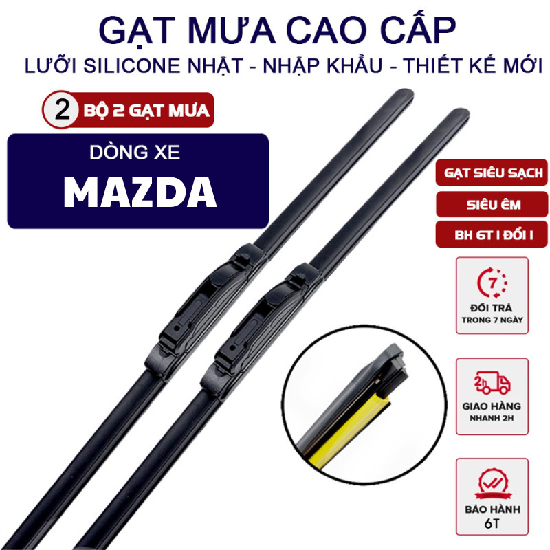 Cặp Gạt mưa ô tô MAZDA | Lưỡi gạt silicone NHẬT BẢN bền bỉ êm ái | Bảo Hành 6T | Gạt mưa Mazda